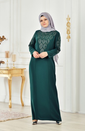 Robe İmprimée de Pierre Grande Taille 6145-01 Vert emeraude 6145-01