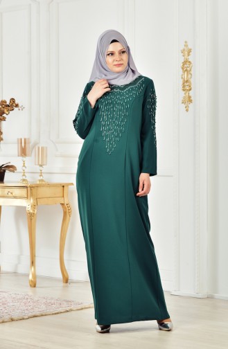 Robe Perlées Grande Taille 6146-03 Vert emeraude 6146-03