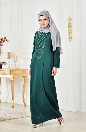 Large size Pearl Dress 6146-03 Emerald Green 6146-03
