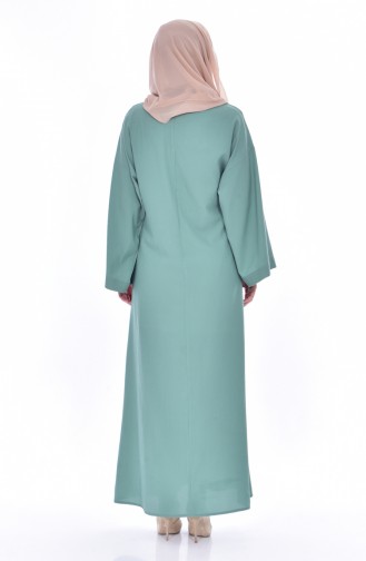فستان بتصميم مُزين بقلادة 7186-01 لون أخضر فاتح 7186-01