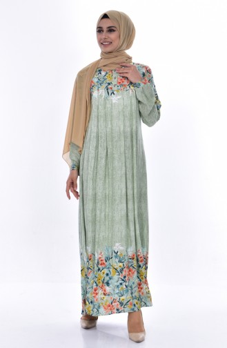 فستان بتصميم مورّد 4021A-04 لون اخضر كاكي 4021A-04