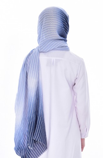 ارمني شال قطن بتصميم مُطبع 077-025-06 لون ازرق فاتح 077-025-06