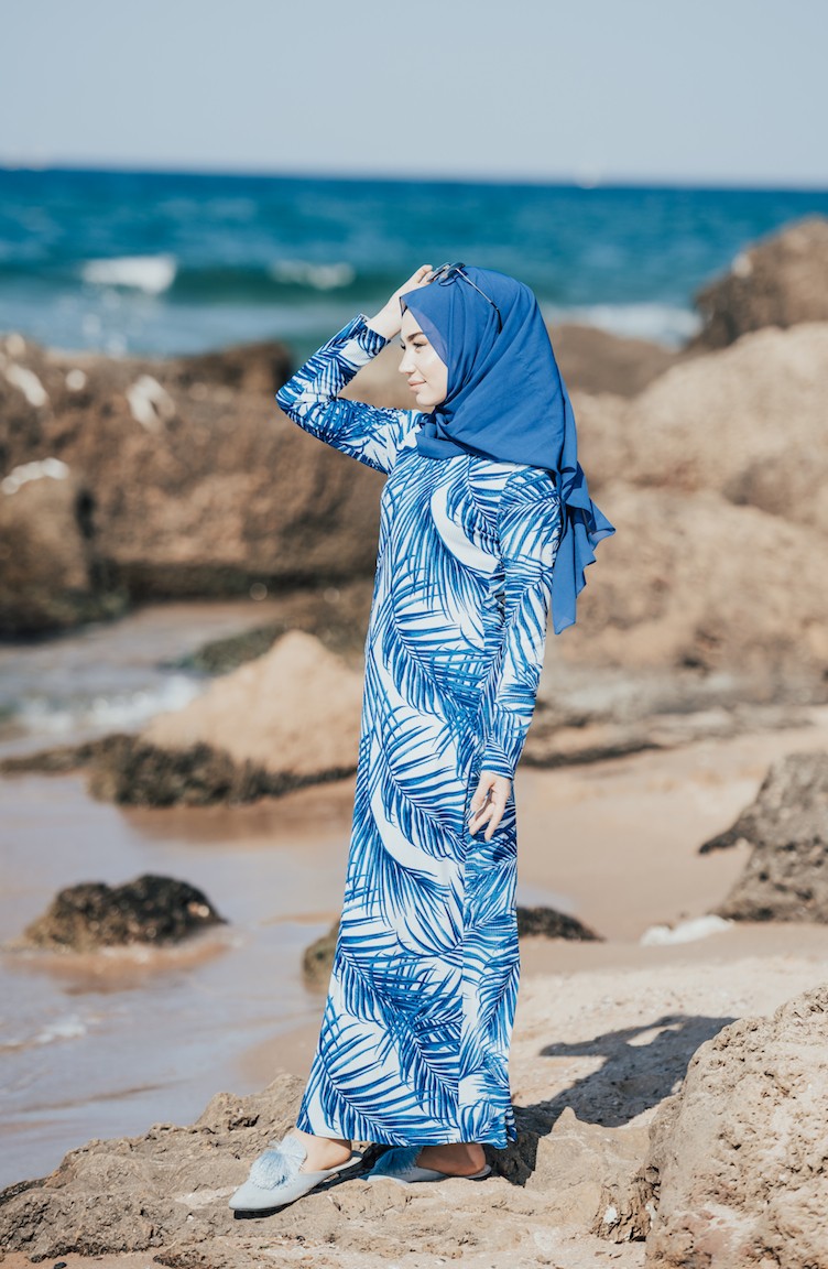 Blue Hijab Dress 1172-04 | Sefamerve