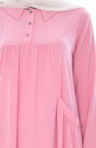 فستان بتصميم ياقة قميص 4009-08 لون وردي 4009-08