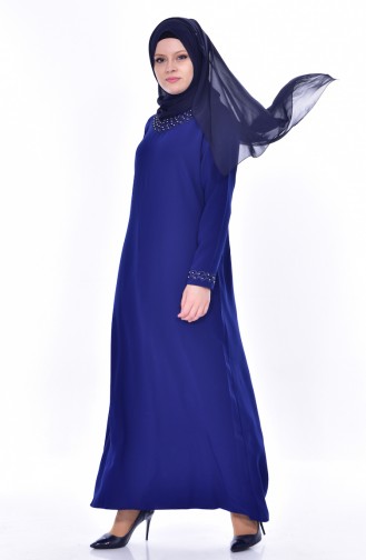 Robe Perlées Grande Taille 8113-06 Bleu Roi 8113-06