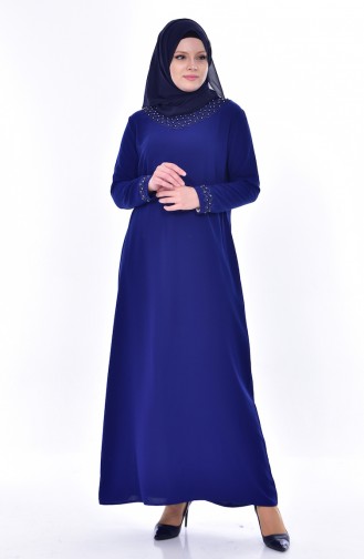 Robe Perlées Grande Taille 8113-06 Bleu Roi 8113-06