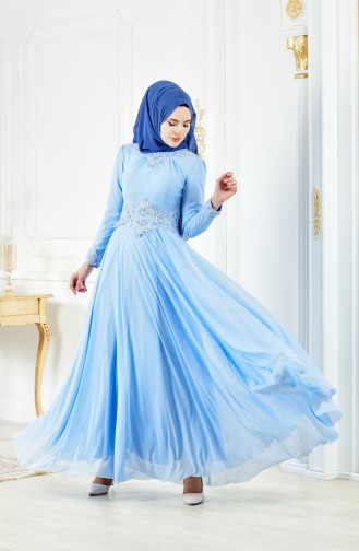 Lacy Evening Dress 1108-02 Baby Blue 1108-02