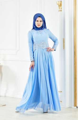 Lacy Evening Dress 1108-02 Baby Blue 1108-02