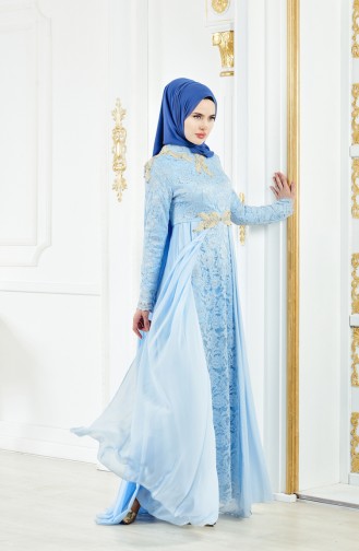 Abendkleid mit Spitzen 8110-02 Baby Blau 8110-02