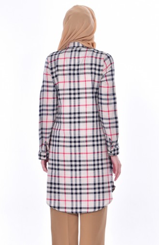 YNS Plaid Tunic 3866-01 Cream 3866-01