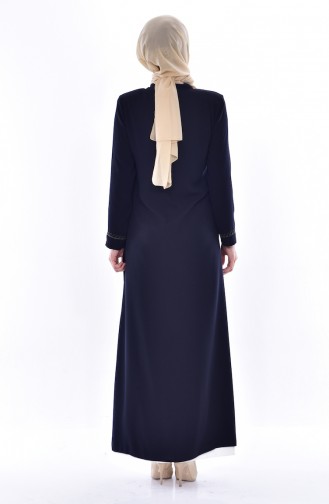 Large Size Embroidered Abaya 0183-02 Navy Blue 0183-02