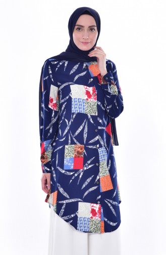 Viscose Printed Tunic 6325-02 Navy 6325-02