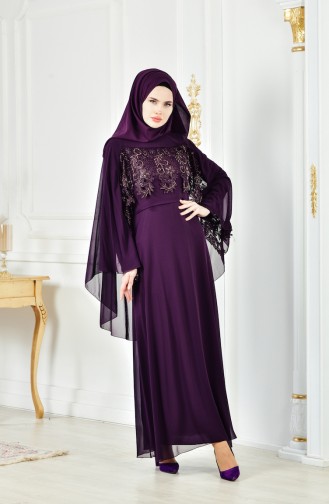 Purple Hijab Evening Dress 52668-10