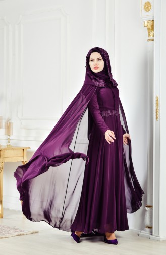 Purple İslamitische Avondjurk 1123-02