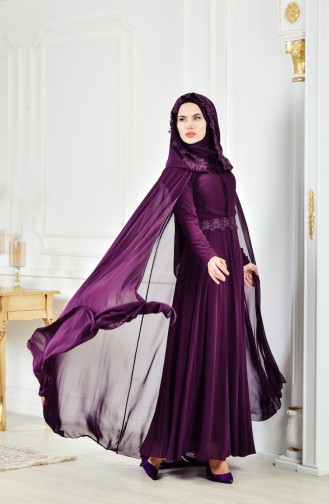 Abendkleid mit Umhang 1123-02 Lila 1123-02