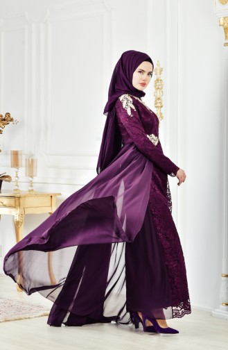 Lace Evening Dress 8110-06 Purple 8110-06