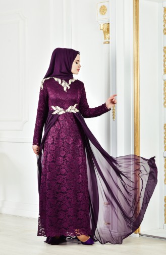 Lace Evening Dress 8110-06 Purple 8110-06