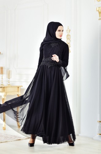 Lacy Evening Dress 1108-04 Black 1108-04