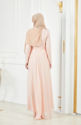 Salmon Hijab Evening Dress 52690-07