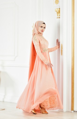 Lace Evening Dress 8110-05 Salmon 8110-05