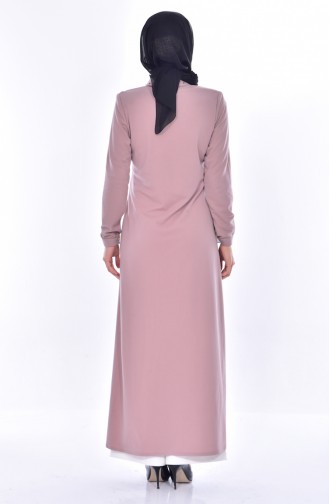Abaya Perlées Bordée 0153-08 Vison 0153 -08