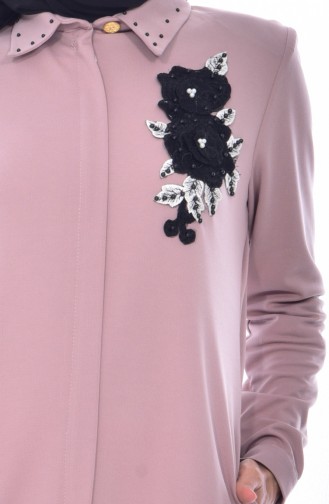 Abaya Perlées Bordée 0153-08 Vison 0153 -08