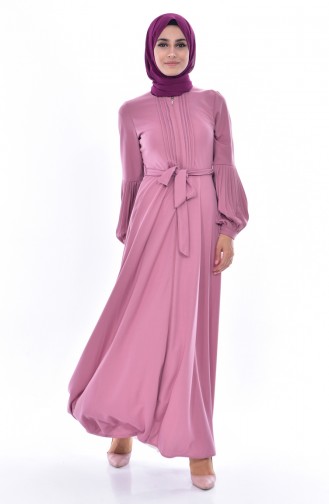 Kleid mit Gürtel 0559-06 Rosa 0559-06