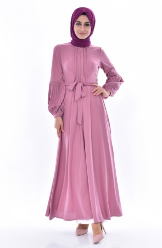 Kleid mit Gürtel 0559-06 Rosa 0559-06