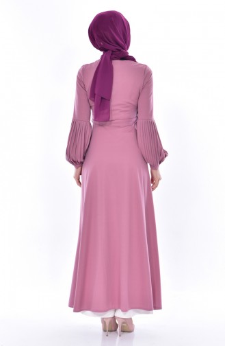 Kleid mit Gürtel 0559-06 Rosa 0559-06