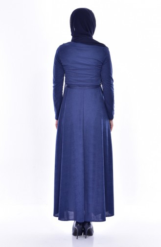 Spitzen Kleid mit Gürtel 1185-01 İndigo 1185-01