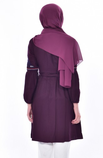 Embroidered Belted Tunic 4083-04 Purple 4083-04