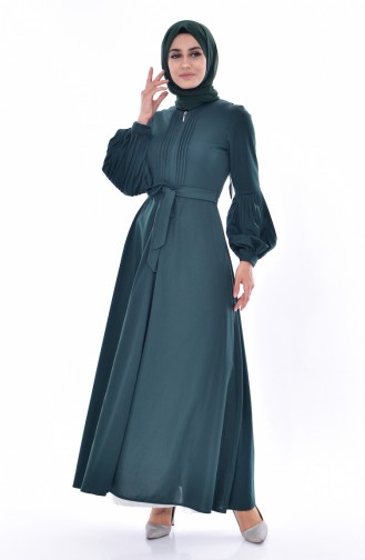 Emerald Green Hijab Dress 0559-03