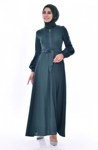 Emerald Green Hijab Dress 0559-03