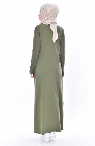 Light Khaki Green Hijab Dress 2963-02