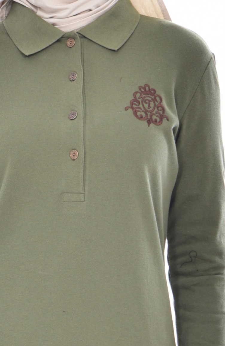 Polo Yaka Elbise 2963 02 Acik Haki Yesil Sefamerve