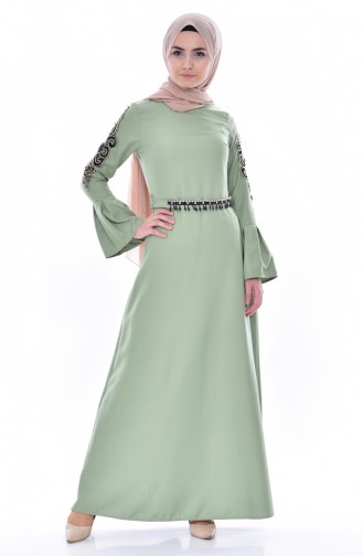Green Almond Hijab Dress 0578-01