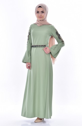 Green Almond Hijab Dress 0578-01