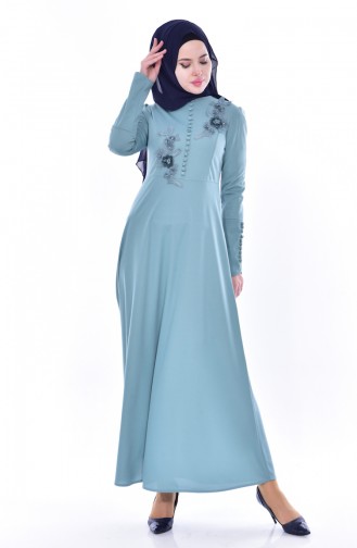 Green Almond Hijab Dress 0550-05