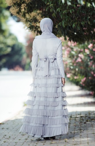 Gray Hijab Evening Dress 52507-02