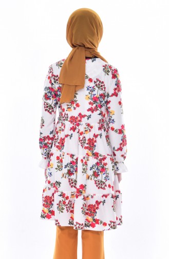 Çiçekli Tunik 0212-02 Ekru Haki