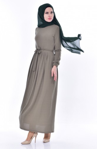 Khaki Hijab Dress 6092-01