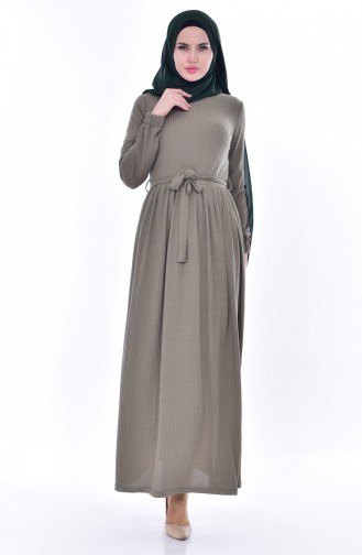 Khaki Hijab Kleider 6092-01