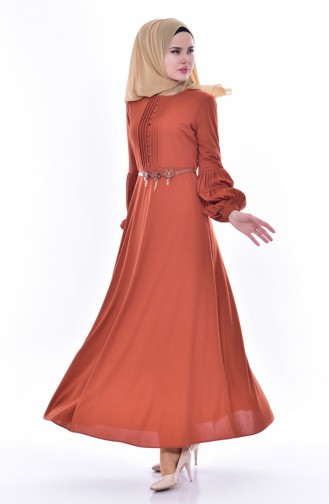 Brick Red Hijab Dress 0521-02