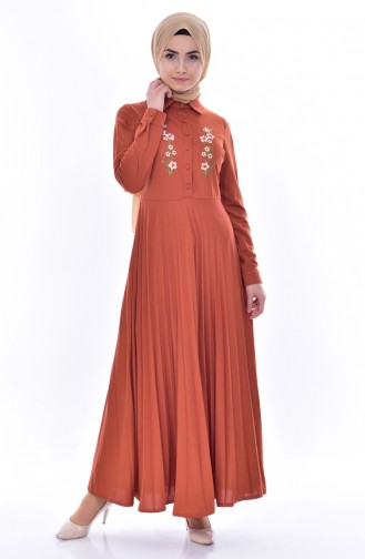 Brick Red Hijab Dress 0535-06