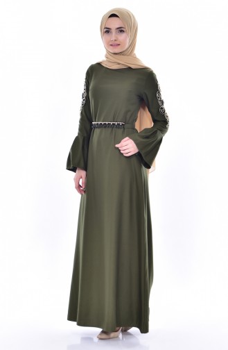 Dark Khaki Hijab Dress 0578-02