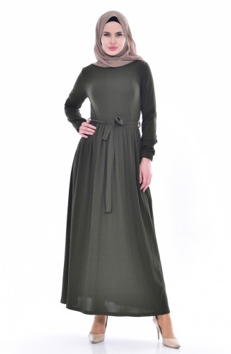 Dark Khaki Hijab Dress 6092-07