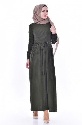 Dark Khaki Hijab Dress 6092-07