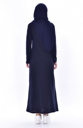 Navy Blue Hijab Dress 2963-03