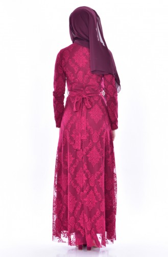 Lace Overlay Dress 0741-01 Plum 0741-01