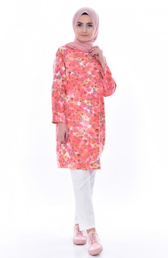 Çiçekli Tunik 4001A-03 Oranj